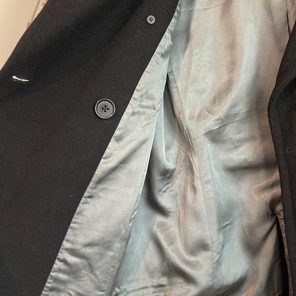 J. CREW 100% WOOL DOUBLE BREASTED PEA COAT BLACK SIZE MEDIUM - Picture 8 of 9